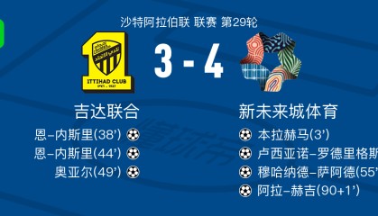 九游官网-新未来城体育4-3吉达联合，阿拉-赫吉、穆哈纳德-萨阿德破门